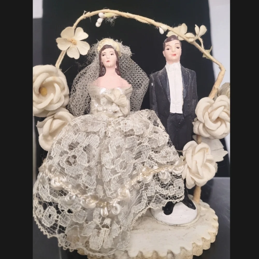 Vintage 1950s Bride and Groom Cake Topper Signed WN LEWIN